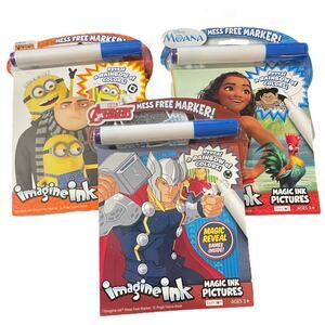 Magic Color Ink Books Lot of 3 Moana Avengers Despicable Me